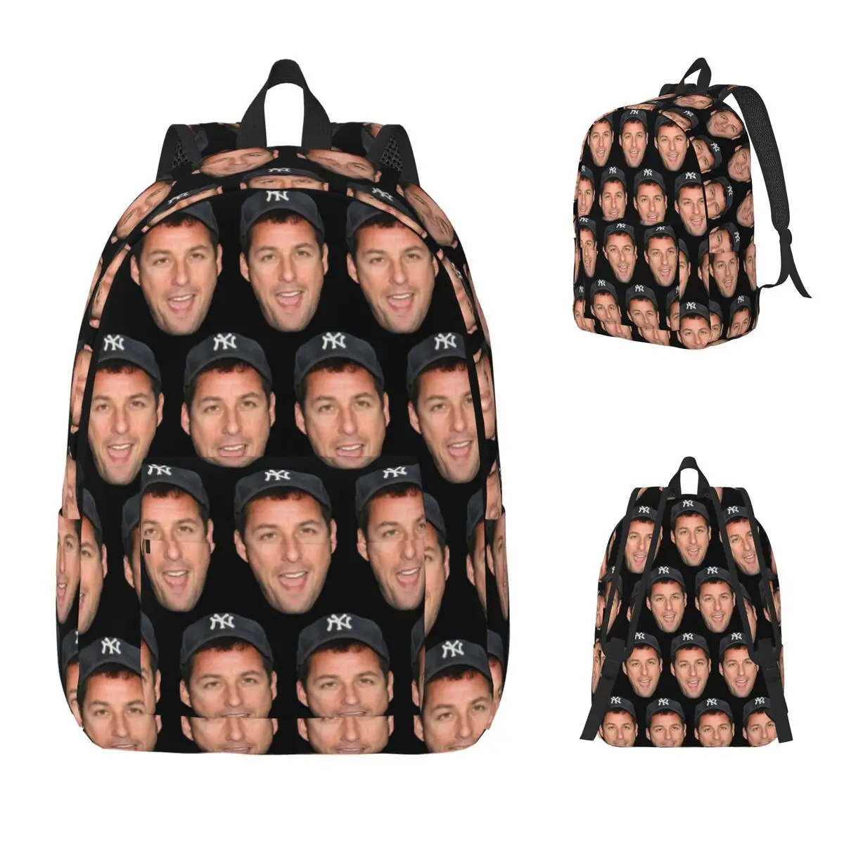 The Face Meme Adam Sandler Smile Amazing Poster Backpack Daypack Large Capacity BookBag School Bag Shoulder Bags for Men Women