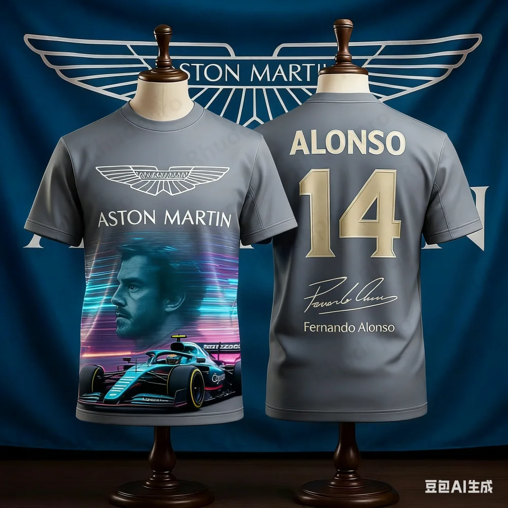 

Aston Martin Short Sleeve Tee Fashion Unisext Quick-drying Spanish Racer Fernando Alonso 14 Tshirt Outdoor Motorcycle T-shirt