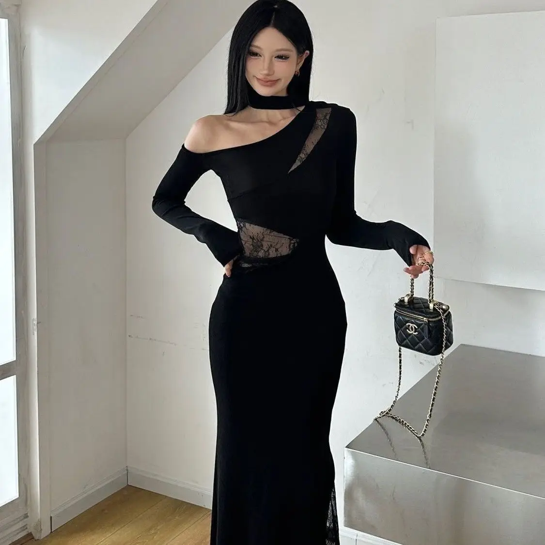 Abiti da donna rosa primaverili jacquard patchwork geometrico a costine senza vita a-line urbano letterario artistico delicato ricamo unico