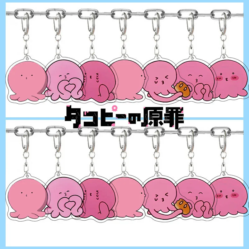 LLavero de Cosplay Original de Anime Takopi's Sin, colgante acrílico de pulpo rosa Kawaii, llavero, accesorios para bolso, regalo