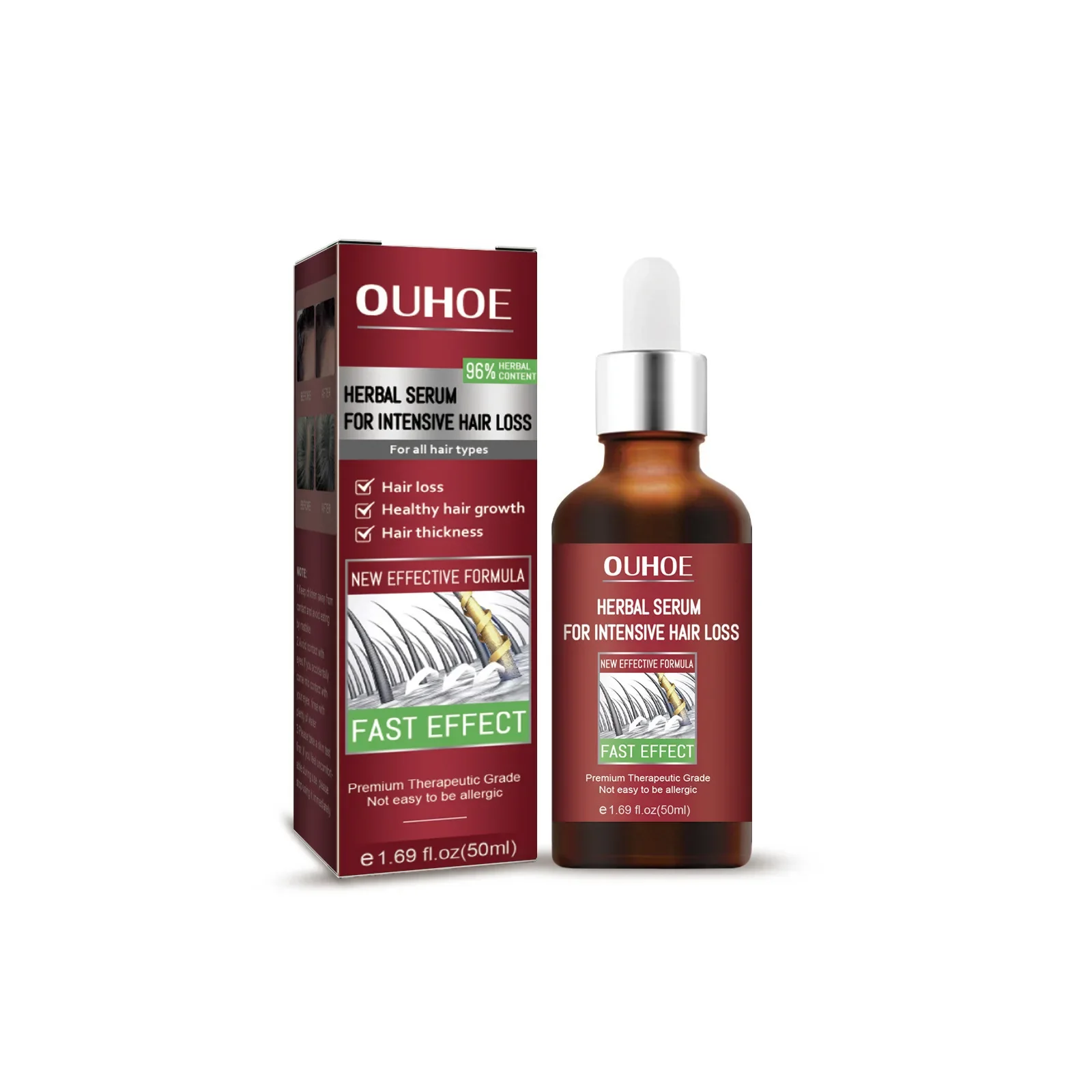 OUHOE Hair Restoration Serum Nourishing Scalp Hair Growing Firming Root Repair Dry Damaged Moisturizing Hair Regrowth Oil 50ML