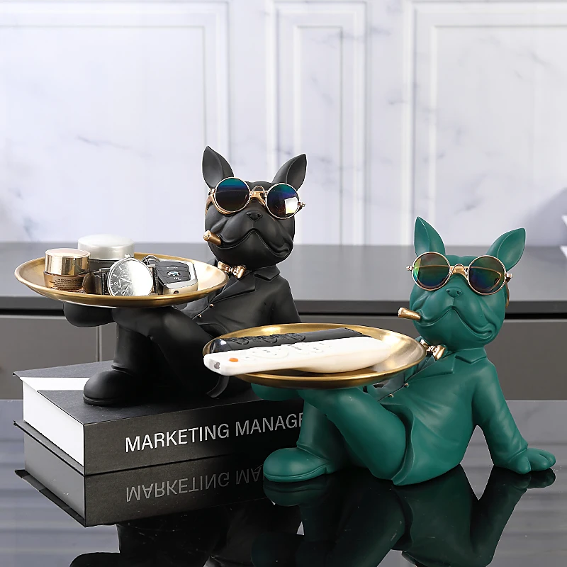 Resin Home Decor French Bulldog Statue Decorative Sculptures for Home Animal Figurine Decor Gift Dog Craft Ornament Room Decor