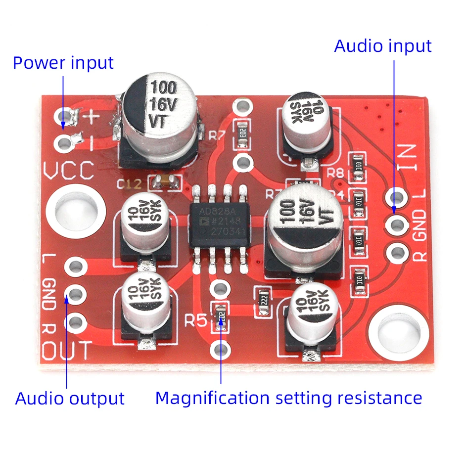 Modul Preamplifier Papan Pengeras Daya Preamp Stereo DC 5V-15V AD828