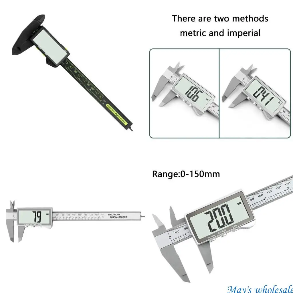 LCDバーニアキャリパーマイクロメーターゲージ0-150mm厚さ直径測定ツール448A