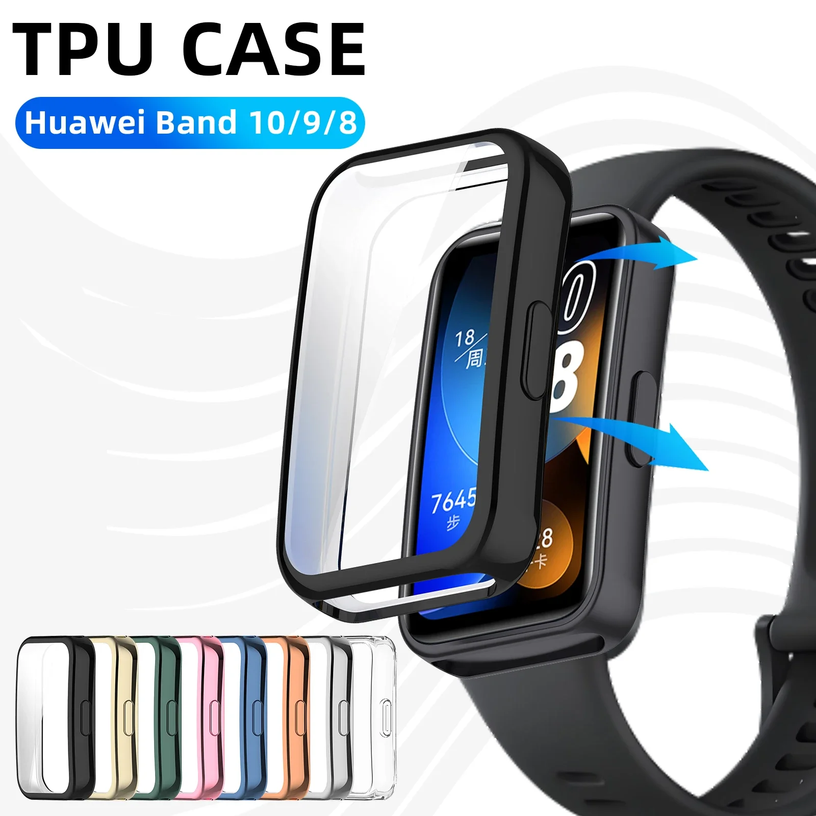 

Case for Huawei Band 10 9 8 Screen Protector Case Soft TPU All-Around Protective Bumper Cover for Huawei Band10/9/8 Accessories