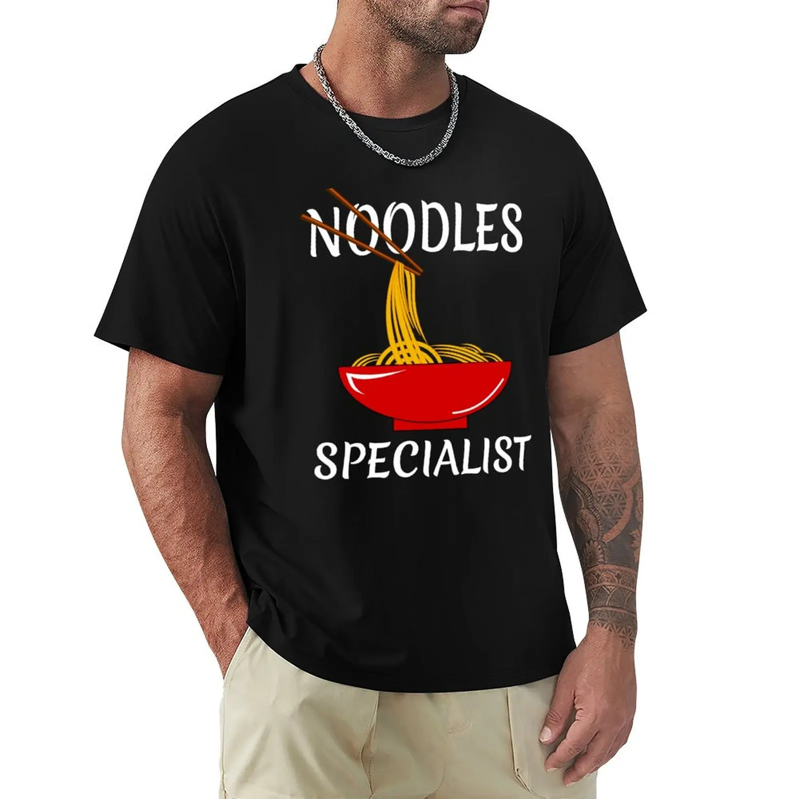 Noodles Specialist Design, Funny Red Bowl Ramen Kawaii Gift T-Shirt t shirts for man cotton T-Shirt