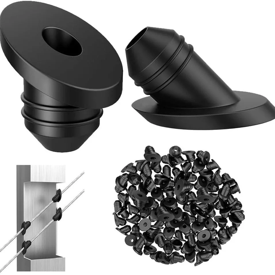50/100pcs 45°Black Cable Railing Rubber Grommets Protector Sleeve For 1/8 5/32 Wire Rope Cable Railing Kit For Loading Platforms