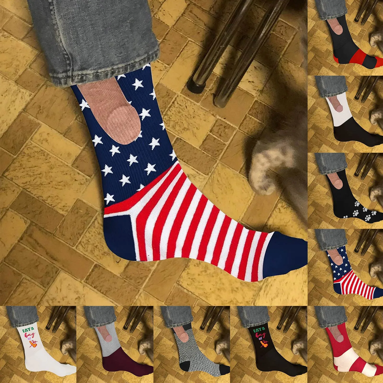 

Men Socks Fashion Zebra Stripe Wave Star Lattice Colorful Happy Vintage Harajuku Hip Hop Funny Casual Skate Cotton socks Street