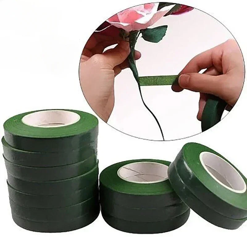 20m Floriculture Tape Self-adhesive Bouquet Floral Stem Paper Tape Stamen Wrapping Florist DIY Green Tapes Nylon Flower Supplies