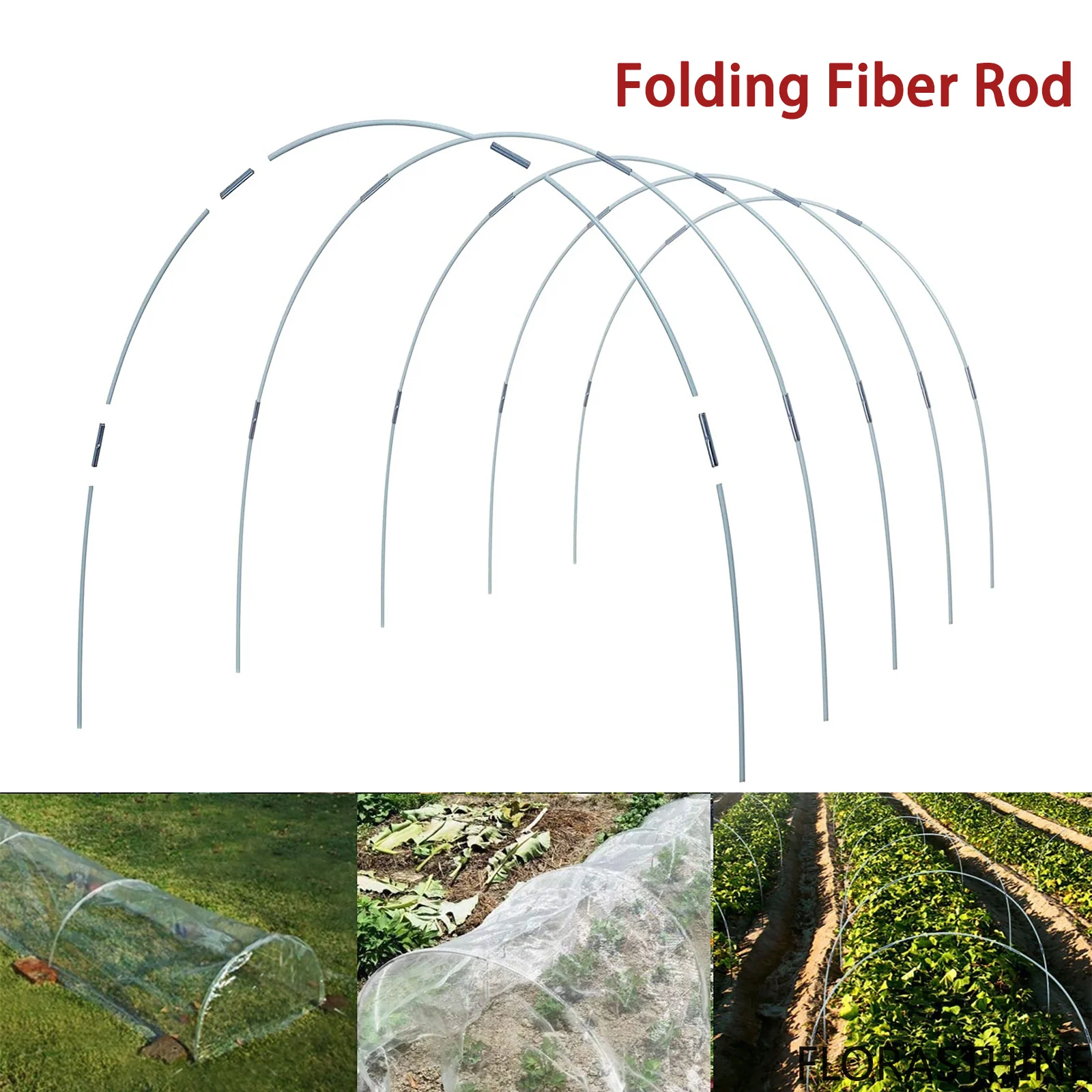 5mm Greenhouse Hoops Set Folding Fiber Rod Set Gardening Greenhouse Seedling Shed Arch Bracket Garden Plant Grow Tunnel Support