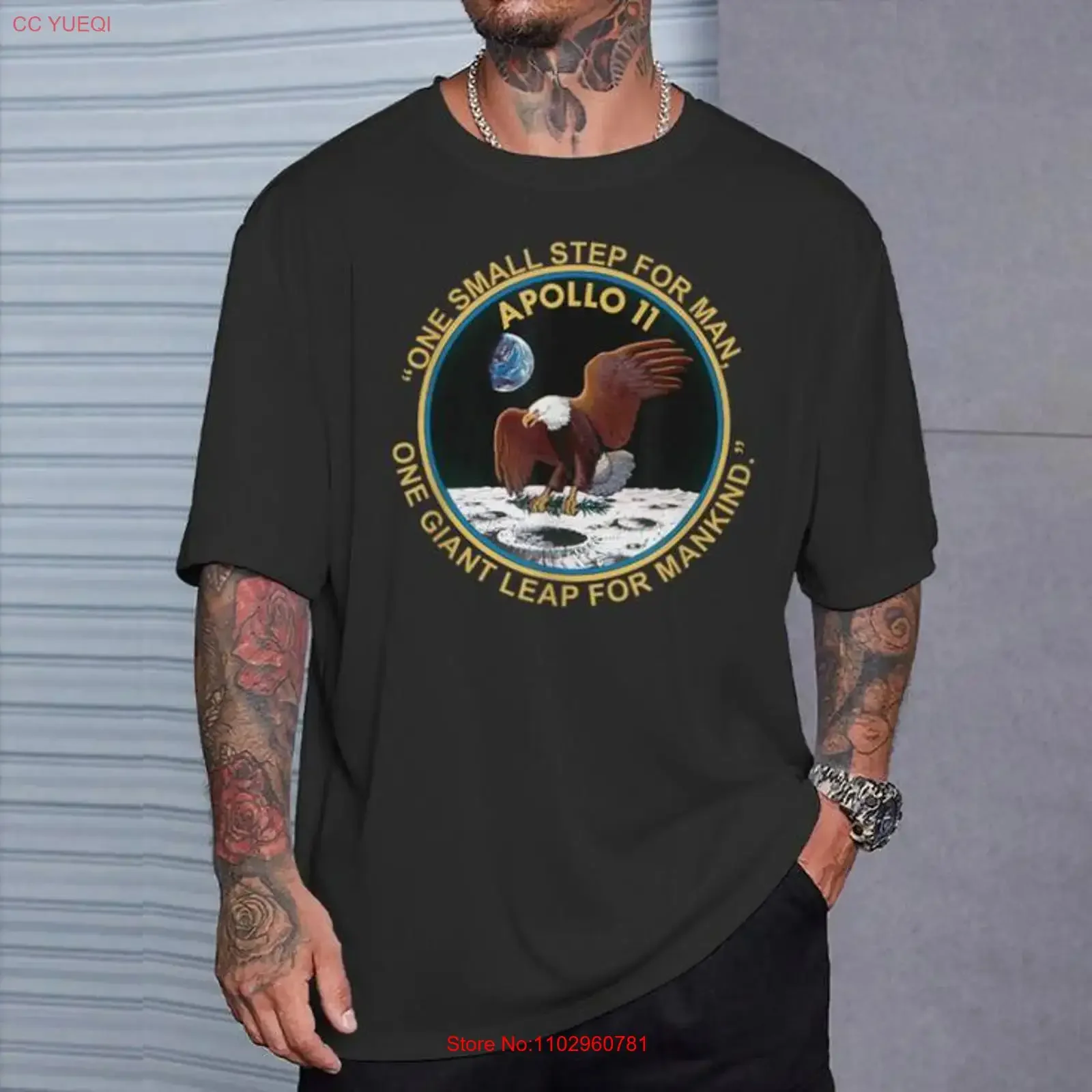 T-shirt américain vintage Apollo 11 Onemalltep, délavé, pour un usage quotidien, vêtements de créateur, doux, respirant, extensible pour homme