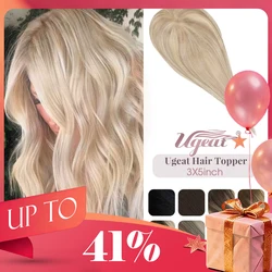 Ugeat Haar Topper Natürliche Menschenhaar Mono Basis 12x6cm Atmungsaktive Frauen Toupet Unsichtbare Freies Teil Haar Topper für Salon