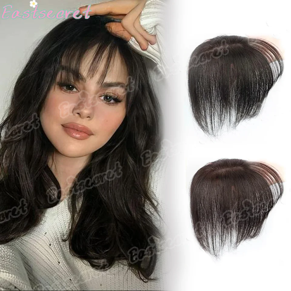

Накладка для волос EAST Brown Synthetic wigTopper с челкой, женская, 7x9 см, натуральный черный цвет с блондом, имитация кожи головы, на заколках, накладные пряди для волос