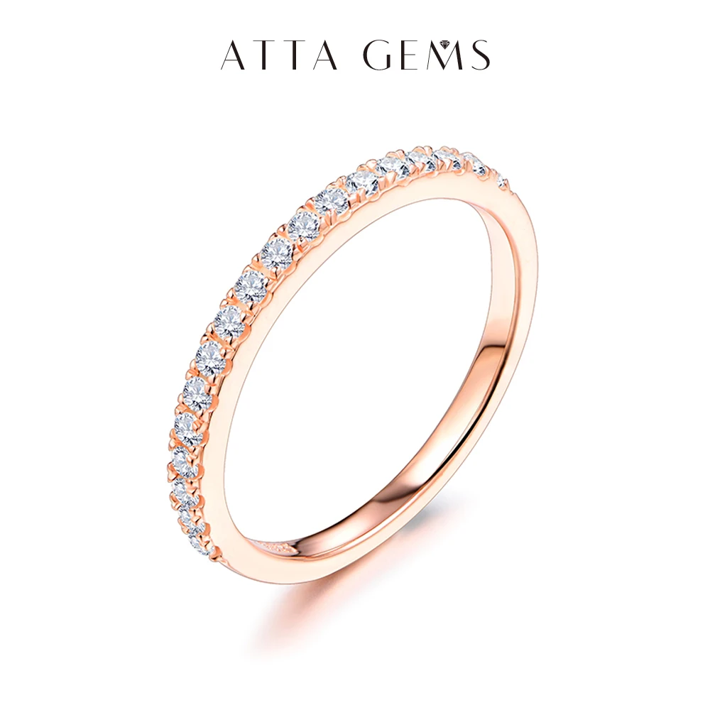 ATTAGEMS 18K Rose Gold Plated Diamond Pass Test Round Excellent Cut Total 0.27 CT Moissanite Ring for Girls Cocktail Jewelry