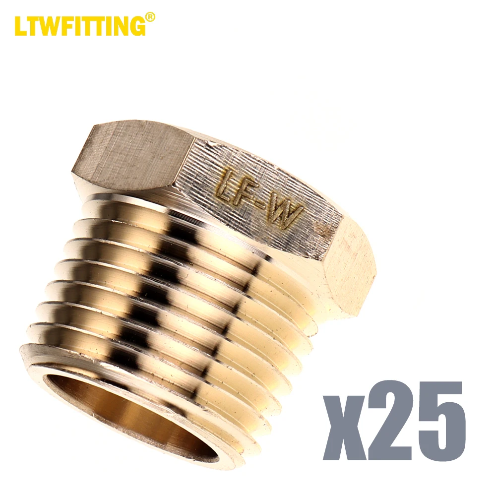 

LTWFITTING Lead Free Brass Hex Pipe Bushing Reducer Fittings 1/2" Male x 3/8" Female NPT (Pack of 25)