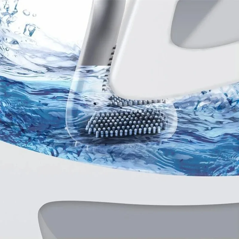 Toilet Cleaning Silicone Brush Golf Head Bathroom Wall Hook Hanging Long Handle Squatting Pan Cleaner Household WC Gap Remover