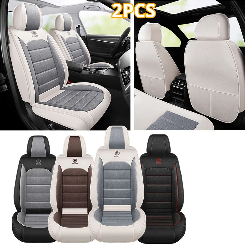 

2pcs Universal Linen-Textured Full-Cover Car Seat Covers - Breathable, All-Season Comfort for Most Sedans, SUVs, and Trucks