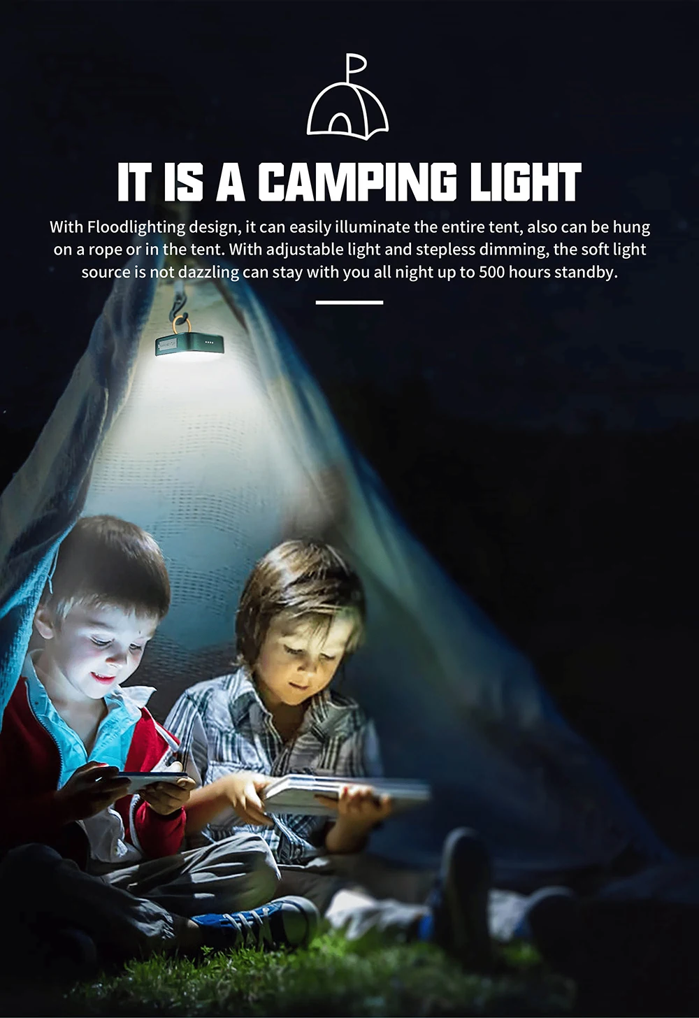 WUBEN F5 wiederaufladbare Campingleuchte, 500 Lumen, multifunktionale, wasserdichte, tragbare Außenleuchte mit mobilen Powerbank-Funktionen – Detail 3