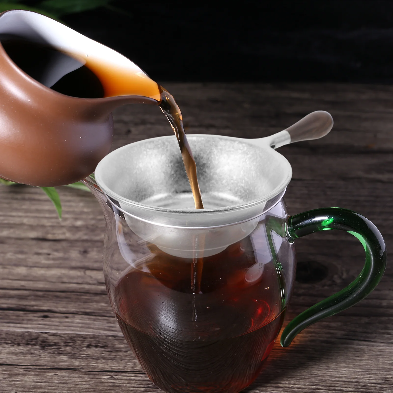 

8Cm Titanium Tea Infuser Fine Mesh Leaf Steeper Wood Handle Reusable Tea Filter for Loose Leaf Herbal Infusions Coffee Grounds