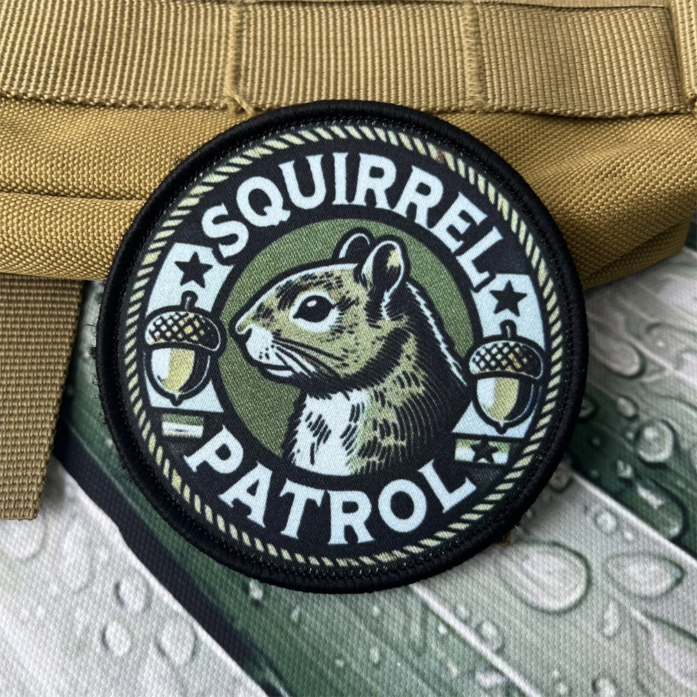 Secret Squirrel Militay Airsoft Gear Morale Badge Printed Patches Tactical Backpack Decoration Hook and Loop Stickers