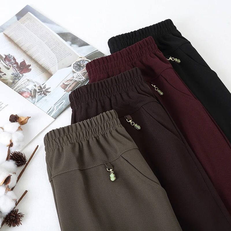 2025 الخريف سراويل أنيقة العلامة التجارية مرونة الخصر حجم المرأة حجم كبير السراويل رقيقة مكتب غير رسمي السراويل في الهواء الطلق #2