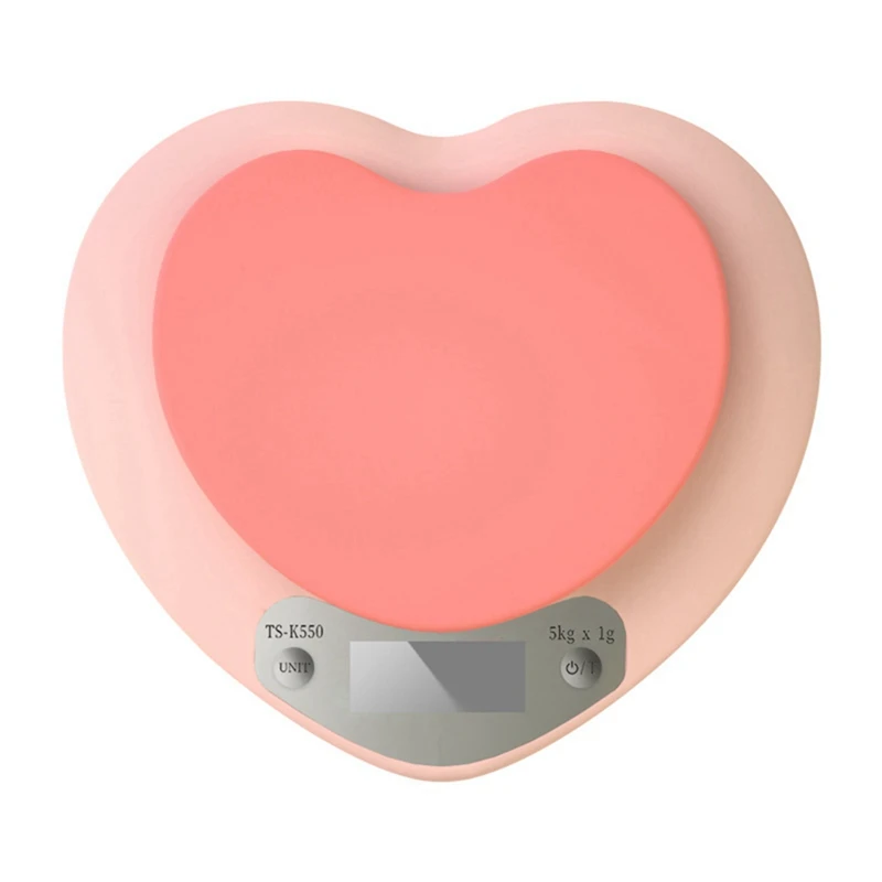 1 PCS Electronic Kitchen Scale Big Knob Heart-Shaped Food Scale 3 Cooking Units (1G/5Kg Rechargeable Type)