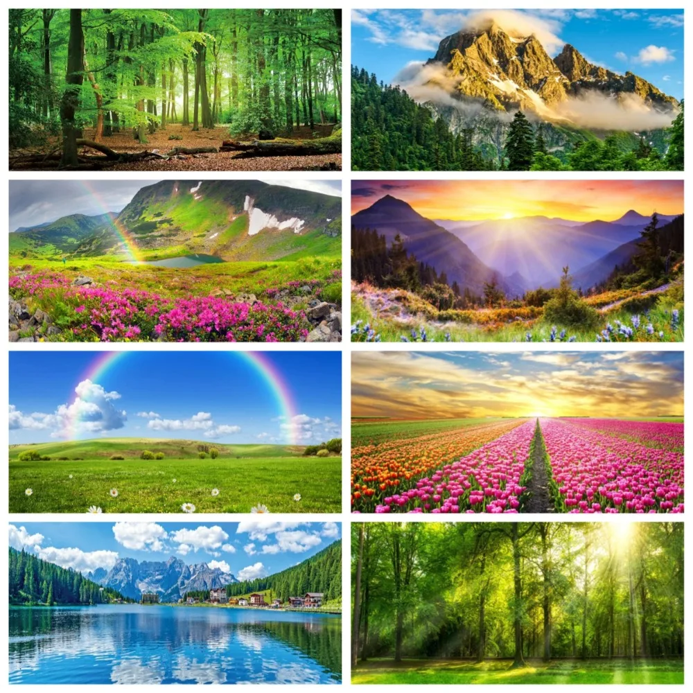 

Summer Natural Scenery Mountain Waterfall Forest Theme Banner Background, Birthday Party, Home Decoration Photography Background