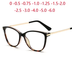 Anti Blue Light Cat Eye Myopia Glasses Women Brand Designer Spring Leg Prescription Spectacles Frame Diopter 0 -0.5 -0.75 To -6