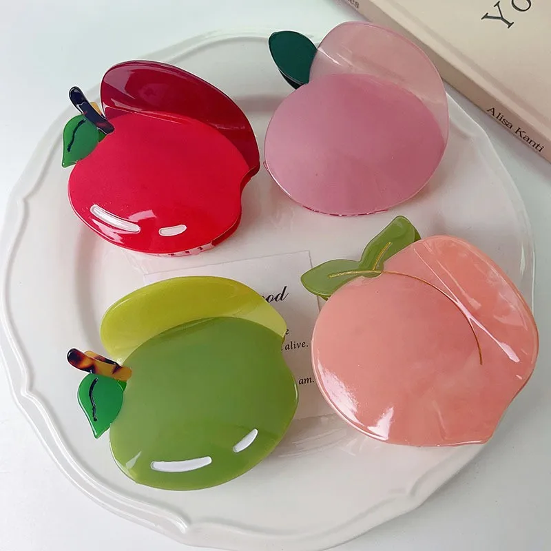 YHJ New Fresh Fruit Hair Claw Peach Apples Hair Claw Clip Shark Catch Hair Accessories for Women Girls