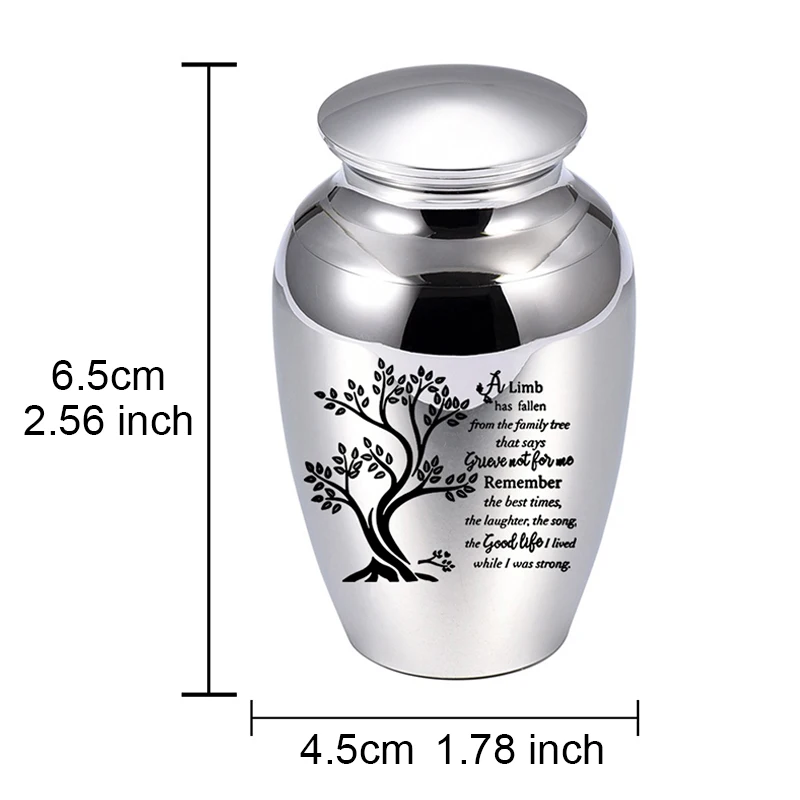 Small Urn for Human Ashes Aluminum alloy Mini Cremation Urn Small Keepsake for Ashes Memorial Ashes Keepsake-Tree