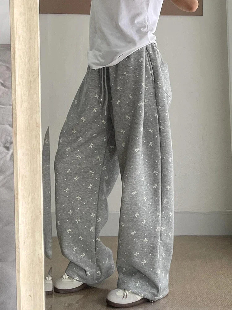 HOUZHOU Y2k Vintage Baggy Grau Jogginghose Jogger Frau Oversize Koreanische Mode Sport Hosen Harajuku 2000er Jahre Casual Hosen Bögen