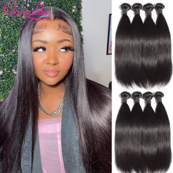 Queenlike Straight Bundles 100% Human Hair Weave Bundles Remy Hair Extensions 28 30 32 inch Peruvian Straight Hair Bundles