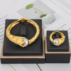 2026 Trend New Gilding Ring and Bangle for Bride Spiral Leaf Luxury Jewelry Accessories For Party Wedding Women's Day