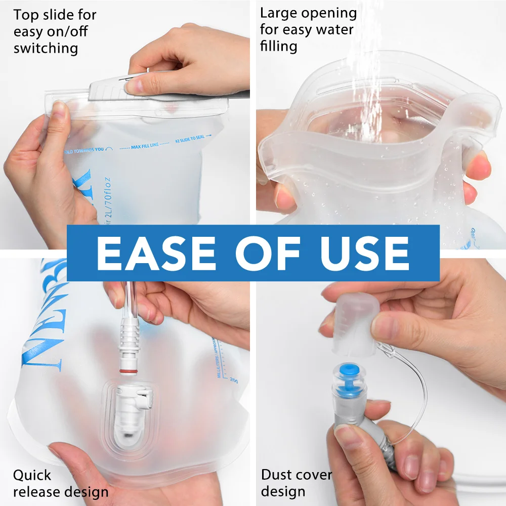 NEWBOLER Wasserbeutel, Reservoir, Wassernachfüllbeutel, Aufbewahrungsbeutel ohne Bisphenol, 1,5 l, 2 l, 3 l, Lauftank-Rucksack für den Sport – Detail 11