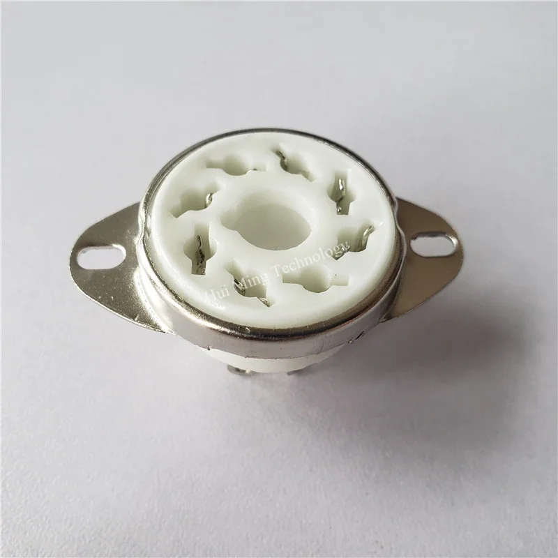 Gniazdo lampowe ceramiczne 8-pinowe GZC8-1-A, duże, posrebrzane, uchwyt na lampę elektronikę, mocowanie do obudowy, do KT88 EL34 6550 6SN7 6N5P