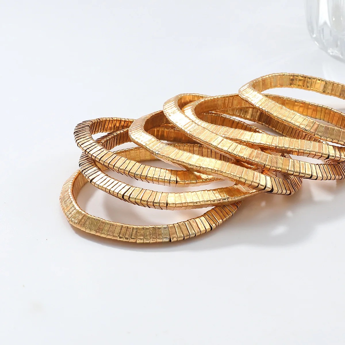 

ZAA Vintage Metal Splicing Hand Woven Elastic Bracelets for Women Holiday Party Jewelry Gifts
