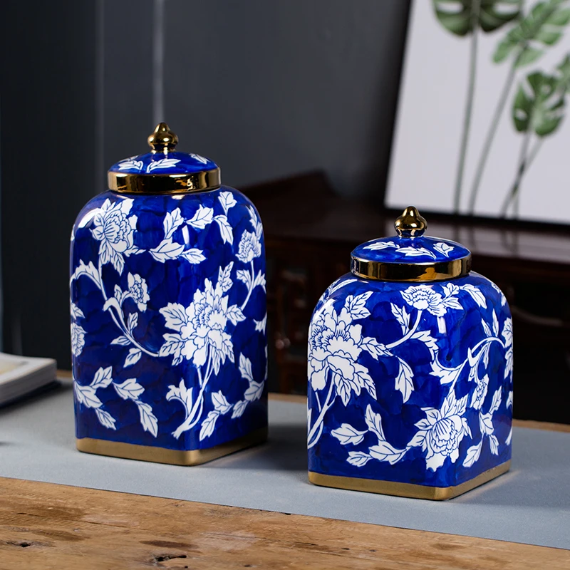 

Household Ceramic Storage Tank European Style Gold-painted Vase Ceramic Tank Decoration Living Room Home Decoration Decoration
