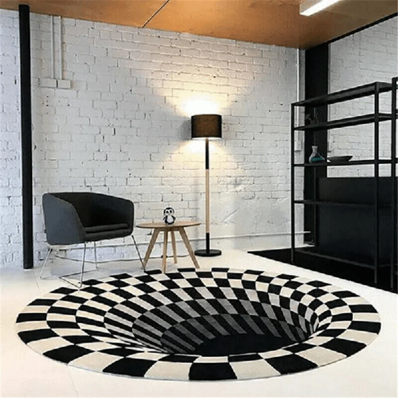 3D Carpet Trap Visual Anti slip Water Absorbent Floor Mat Terror Vortex Carpet Entrance Bathroom Floor Mat