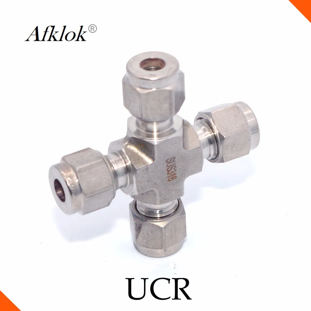 Raccordi per tubi di compressione in acciaio inossidabile con raccordo a croce a 4 vie, connettore a croce per unione