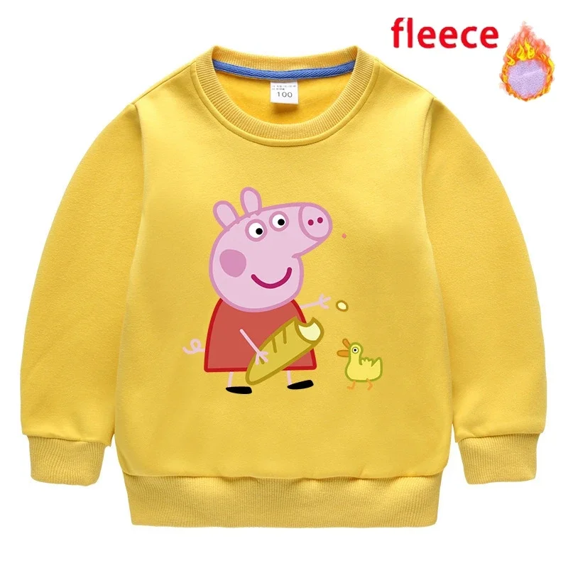 Suéter de dibujos animados de la serie Peppa Pig para niños, Top de doble capa de Color, muñeca móvil George, suéter de felpa para niña, regalo para