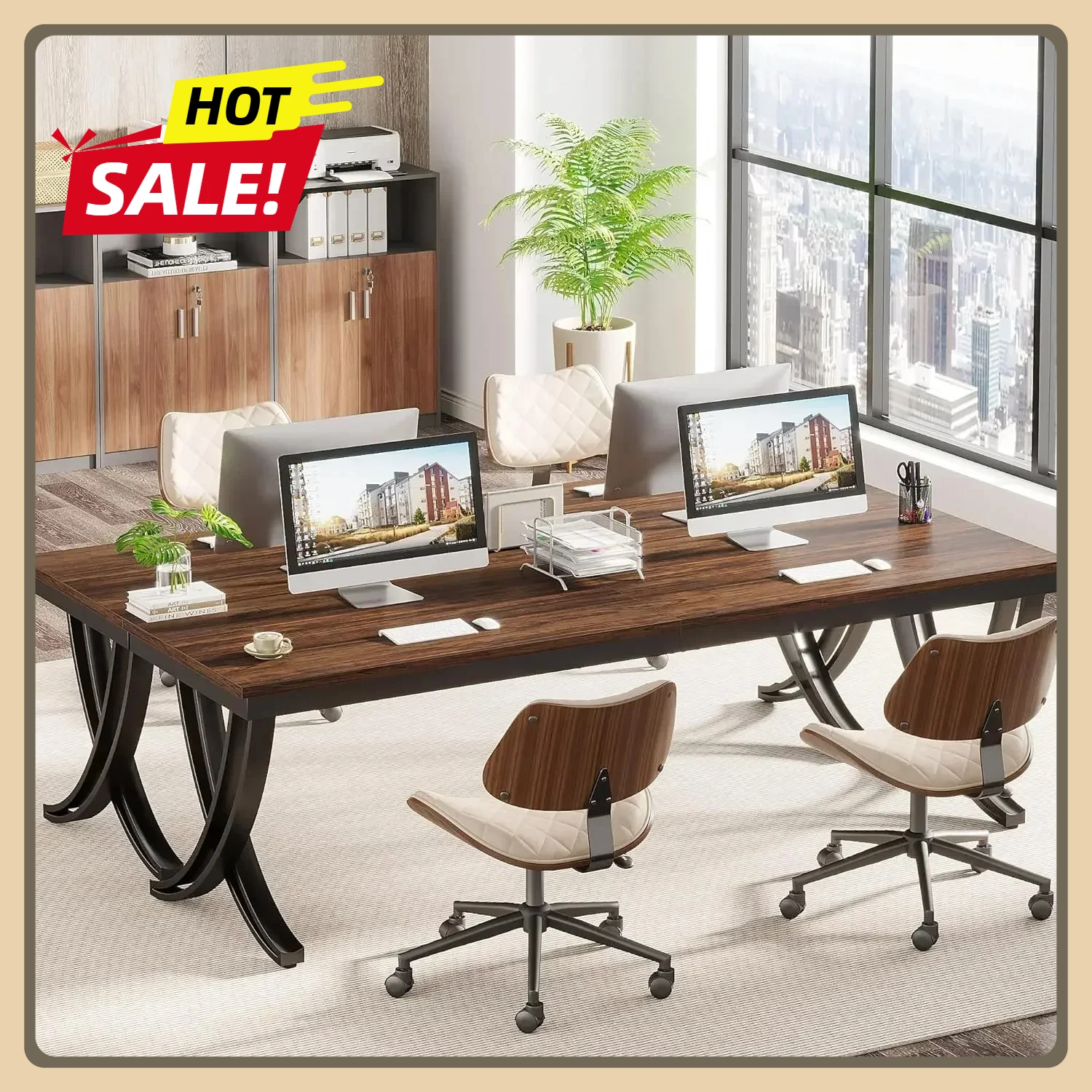 

Conference Table for 6-8 People 6.5FT with Strong Metal Frame, 78 inch Long Rectangular Seminar Table