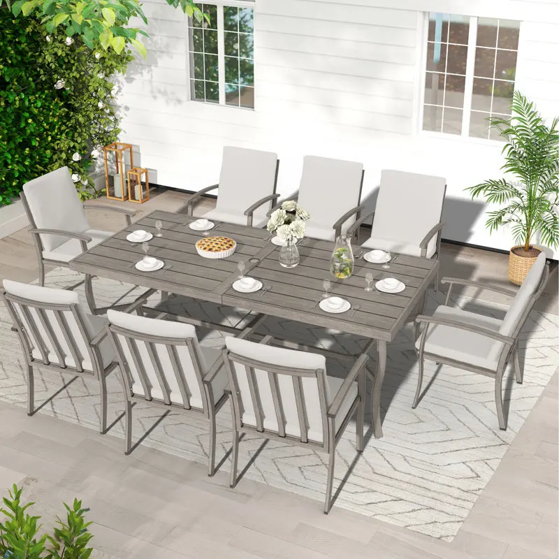 ！@Dwoo New Arrival Modern Patio Dining Set Fade Resistant Garden Outdoor Furniture Aluminum Dining Chairs Set