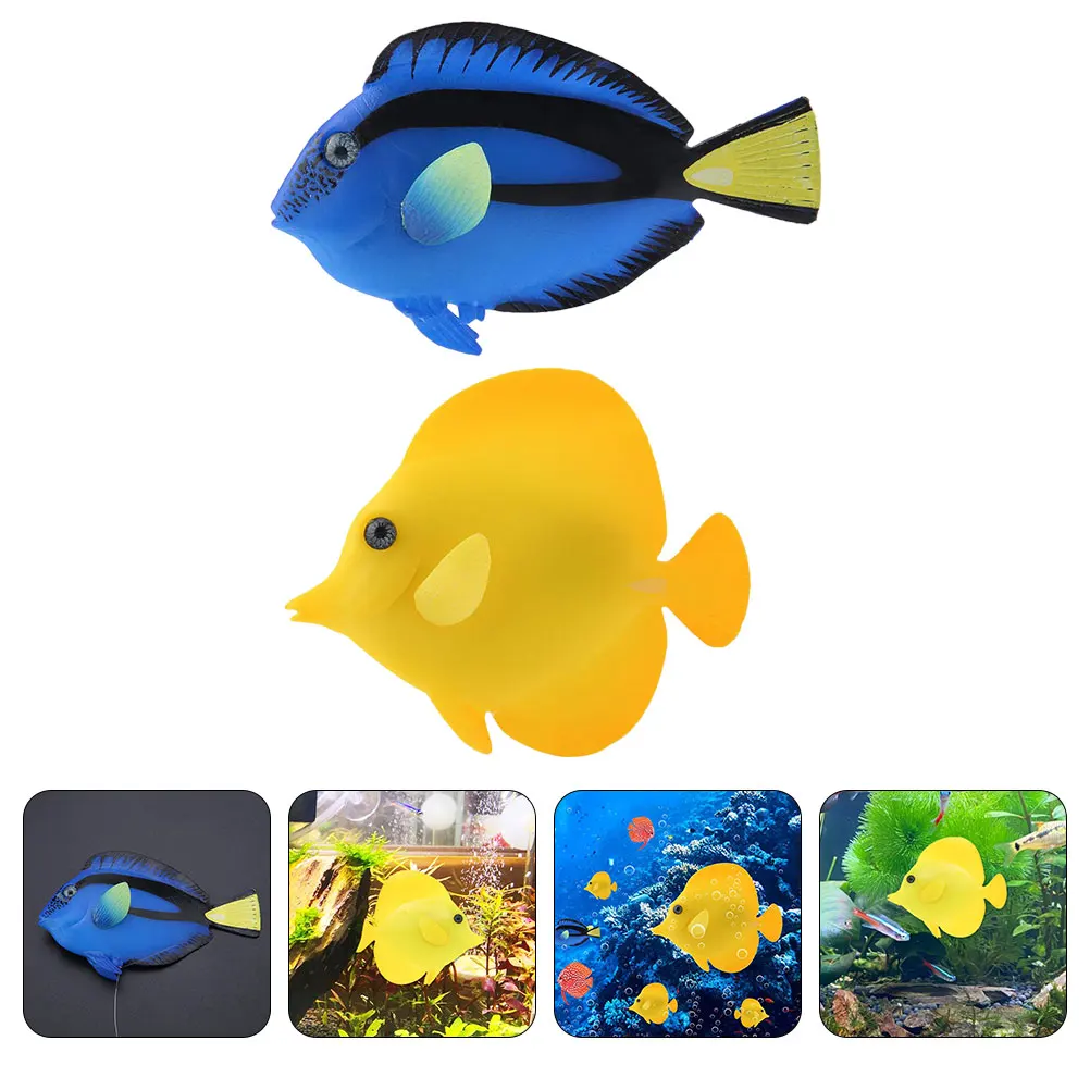 

2pcs Silicone Artificial Decoration Tank Accessories Decorative Fish Aquarium Decor Fish Tank Decoration Resistant Abrasion