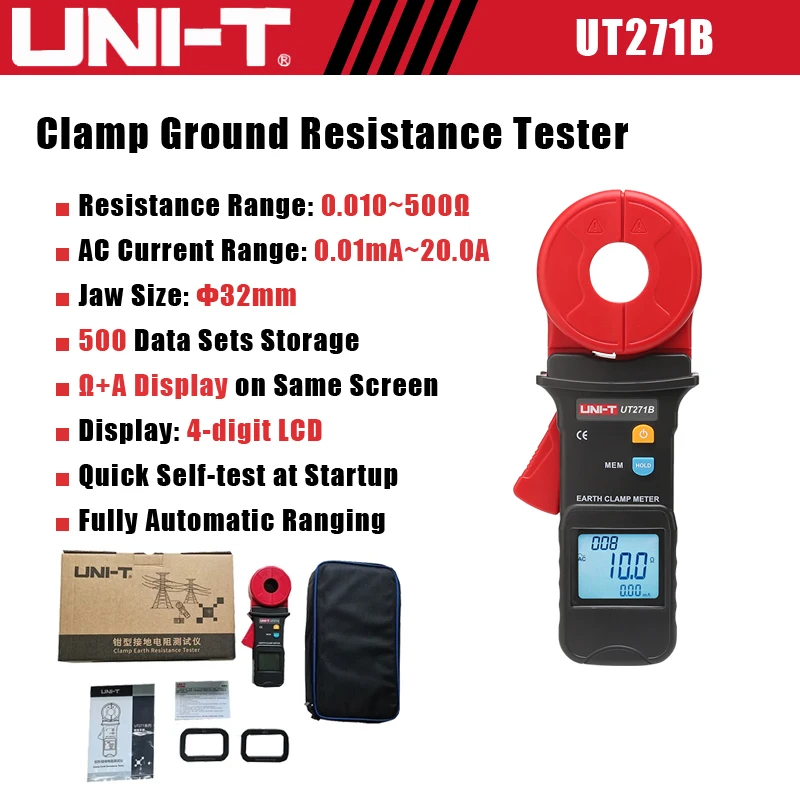 UNI-T UT271 AC Stroom Lekkage Test Klem Aarding Weerstand Tester Lus Weerstand Lekkage Stroom Meter