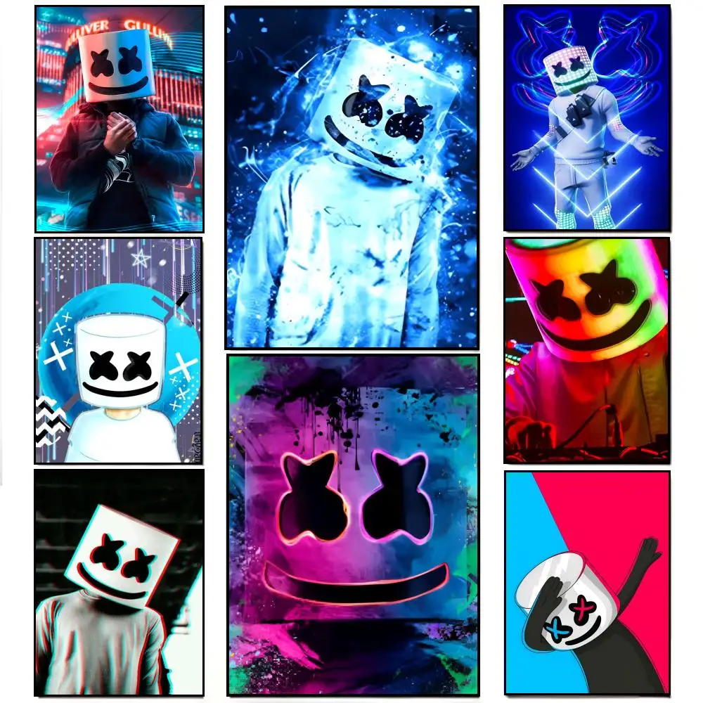 Electronic Music Producer DJ M-Marshmello Poster Poster HD  Waterproof Wall Sticker Bar Living Room Decor Gift