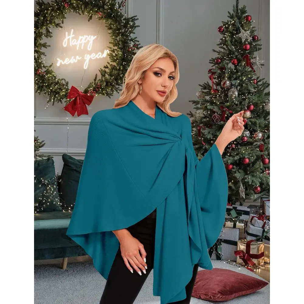 كيب معطف نسائي أنيق خفيف الوزن مع ياقة شال لملابس السفر الدافئة