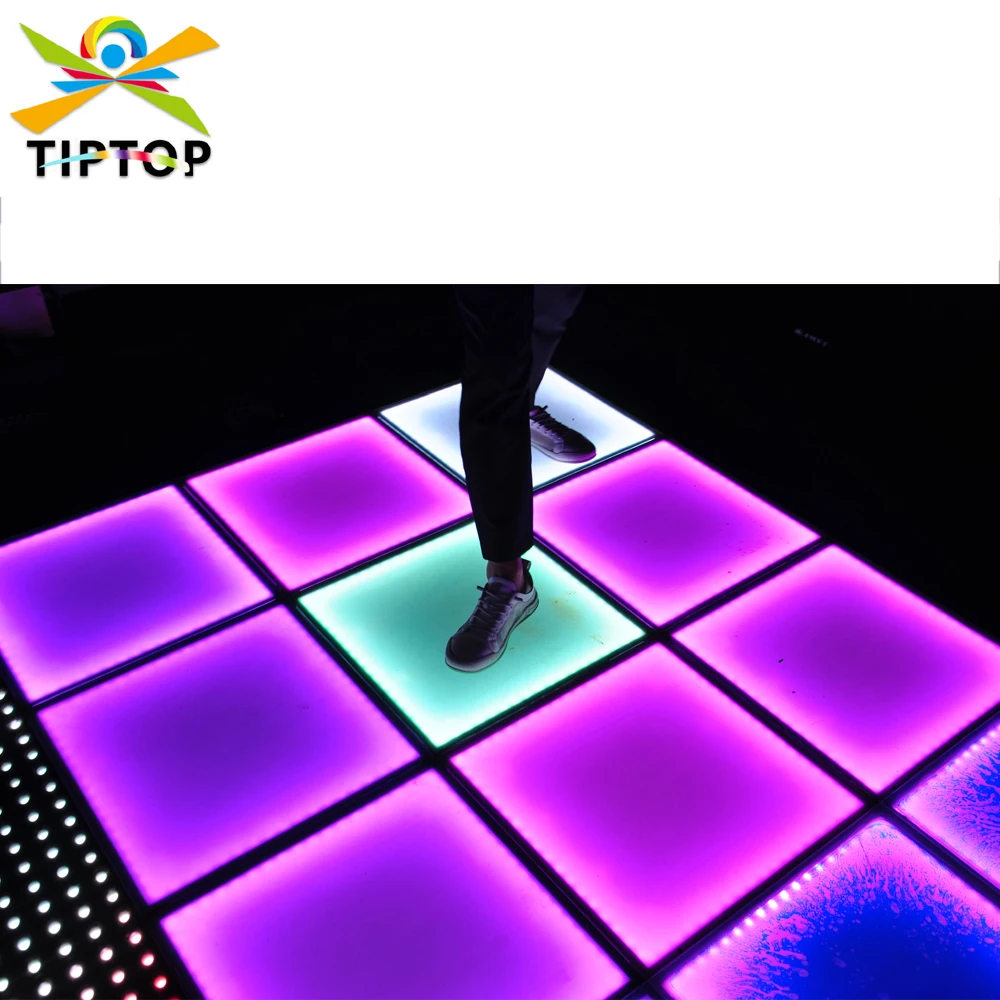 TIPTOP  RGB 3IN1 Induction Led Floor Light Night Club Disco Wired illuminated Infinite Mirror LED Dance Floor DMX Remote Control