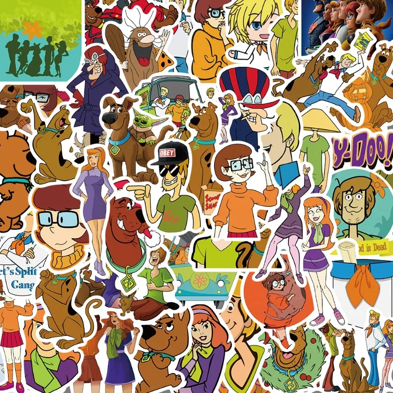 50 pegatinas impermeables de dibujos animados clásicos de Scooby-Doo para equipaje, portátiles y vasos