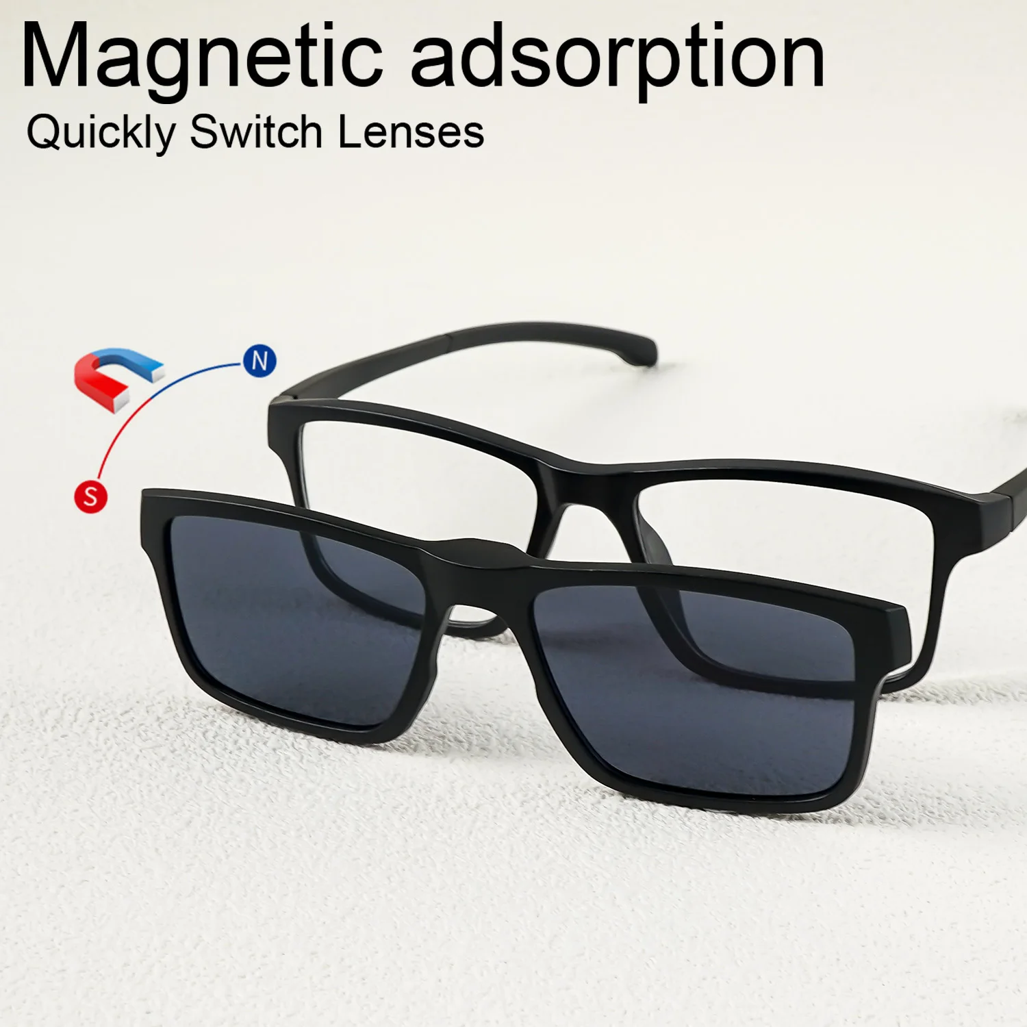 Magnetic Reading Glasses with UV Protection Lenses - +1.0 To +3.5 Magnification, Fashion Square Reading Glasses Sunglasses