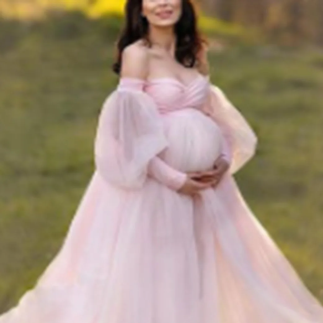 Pink Cute Maternity Dresses For Photo Shoot Strapless Baby Shower Evening Gown Sexy Pregnant Women Pregnancy Photography Clothes